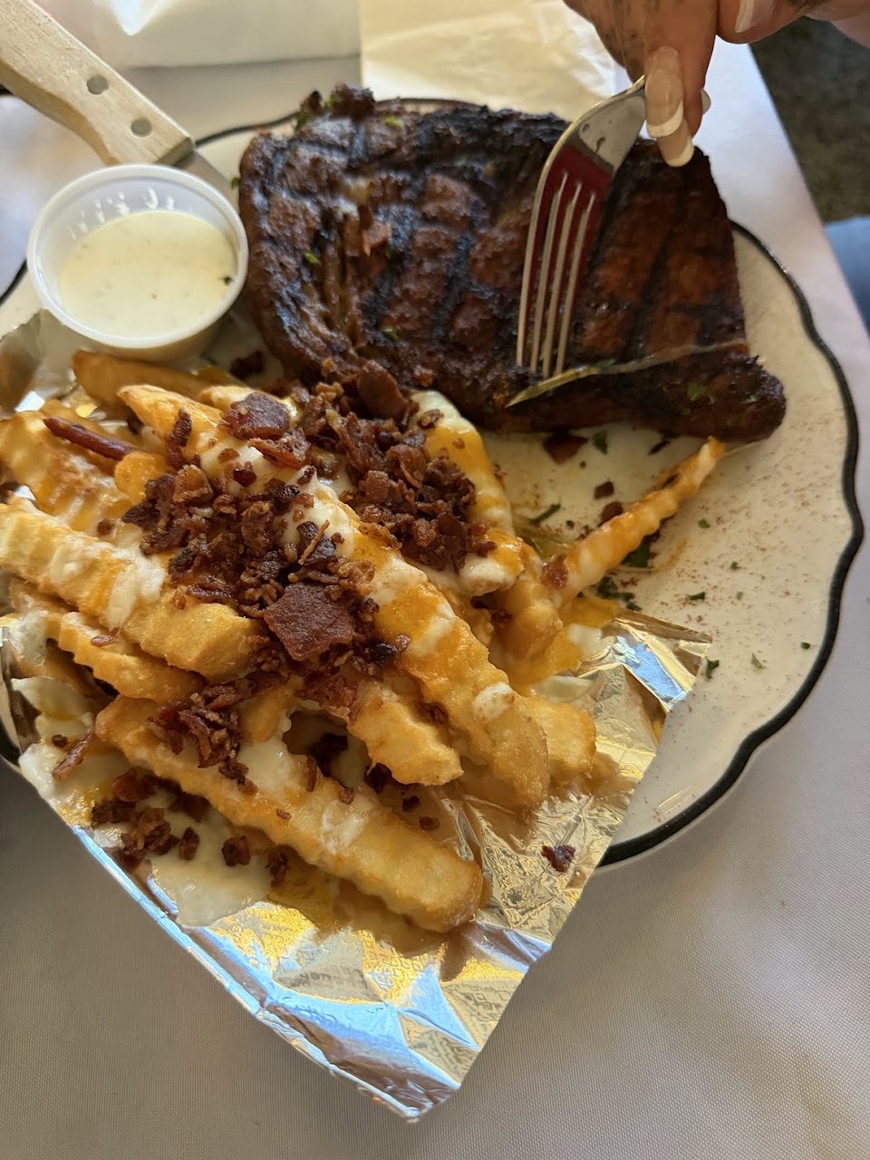Grilled Steak with Loaded Fries