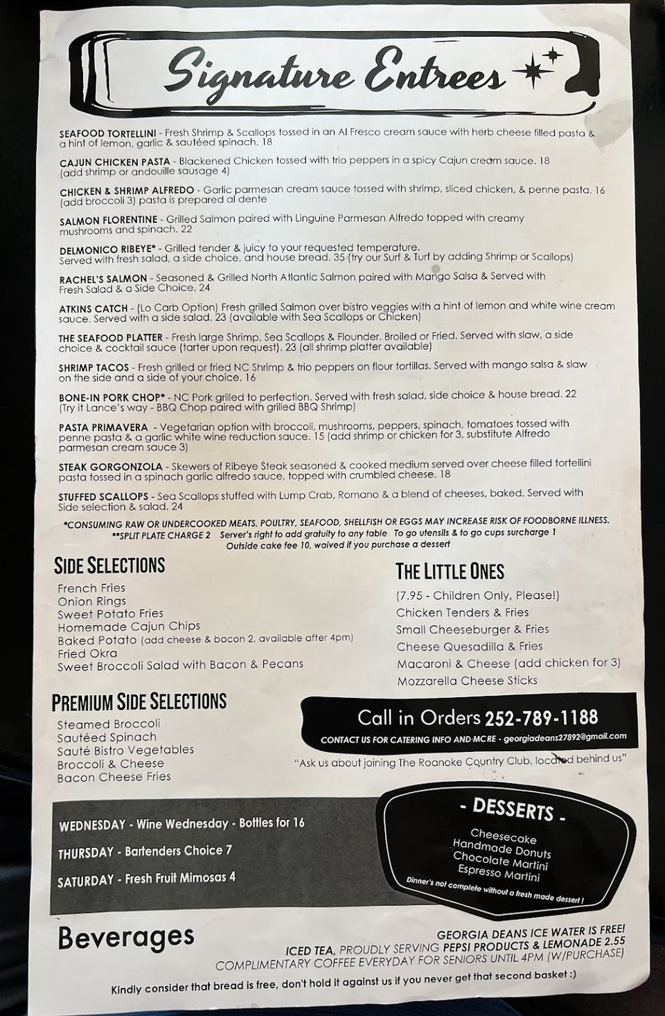 Food presentation from the American menu